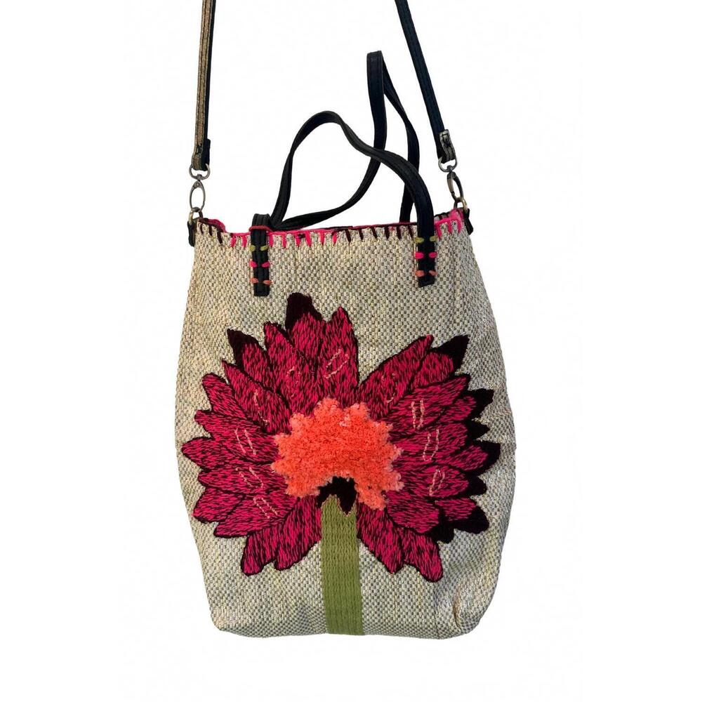 NEW EN SHALLA women's woven crossbody bag in multi pink